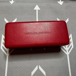 Carolina Herrera‎ Glasses Case Red Leather Hard Shell w/Black Velvet Lining